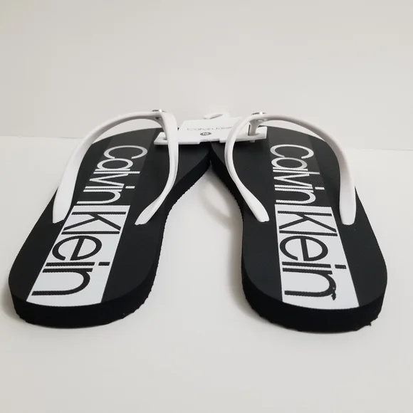 🆕️⬇️Calvin Klein Daryn White/Black Flip Flops - Picture 2 of 9
